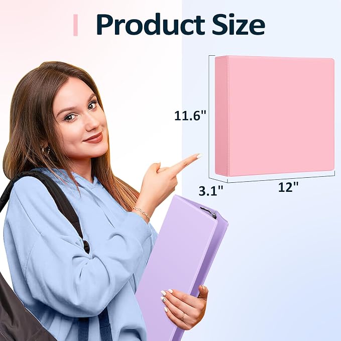 Sooez 3 Ring Binder 2 Inch, D-Ring Binder with Pocket, Olive Green, 8.5x11 | Holds 520-Sheet of Letter Paper, Extra Durable, PVC-Free, Clear View Cover, Interior Pockets, Eco-Friendly, School, Office