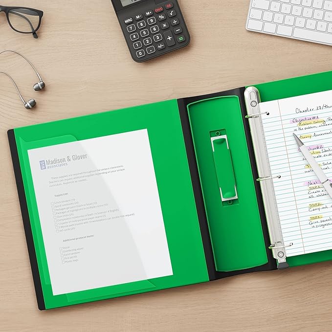 Staples Heavy-Duty 2-Inch D-Ring Binder, Green – Large Capacity 3-Ring Binder with Pockets, Holds Up to 540 Sheets