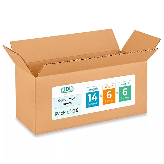 Medium Moving & Shipping Boxes 14"L x 6"W x 6"H (25-Pack) - Extra Strength 200 lb vs Regular - Corrugated Boxes for Packaging for USPS/FEDEX - Medium Moving Box - Carton Box by IDL Packaging | Extra Strength 200 lb vs Regular - Corrugated Boxes for Pac...