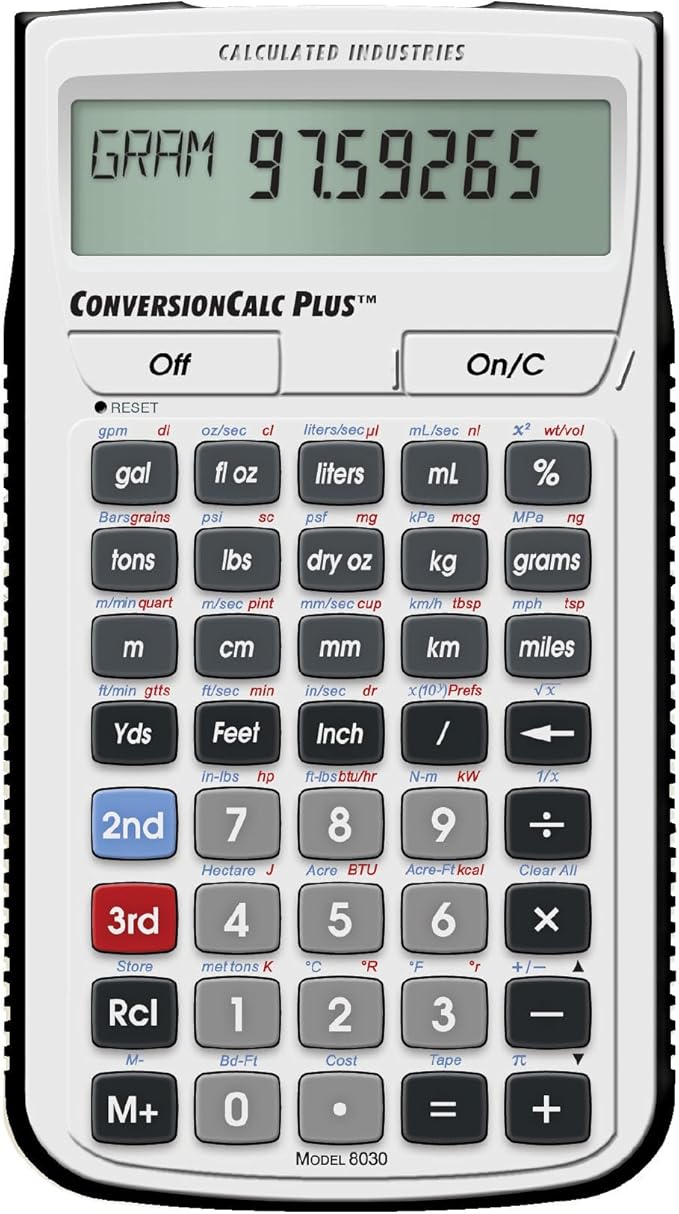 Calculated Industries 8030 ConversionCalc Plus Ultimate Professional Conversion Calculator Tool for Health Care Workers, Scientists, Pharmacists, Nutritionists, Lab Techs, Engineers and Importers, Silver