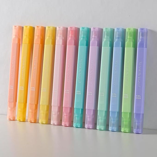 12Pcs Aesthetic Bible Pastel Highlighters and Pens no bleed Cute Highlighters Double Ended Highlighter for and Office Journal