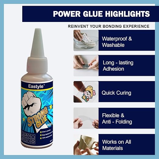 Eastyle Super Glue Gel Clear: 2oz/60ml Large Capacity, Strong All Purpose Adhesive for Plastic Metal Wood Rubber, Waterproof Flexible Non-Yellowing, Instant Bond for Home Repair Crafts, 1 Pack