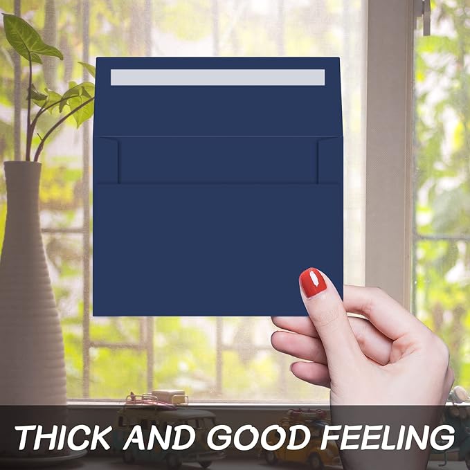 4x6 Blue Envelopes For Invitation, A6 envelope 4.75 x 6.5 inch, 4X6 Envelopes for A6 cards,Self Seal envelopes for weddings, greeting cards,baby shower,photos,birthday (50, Blue, A6)