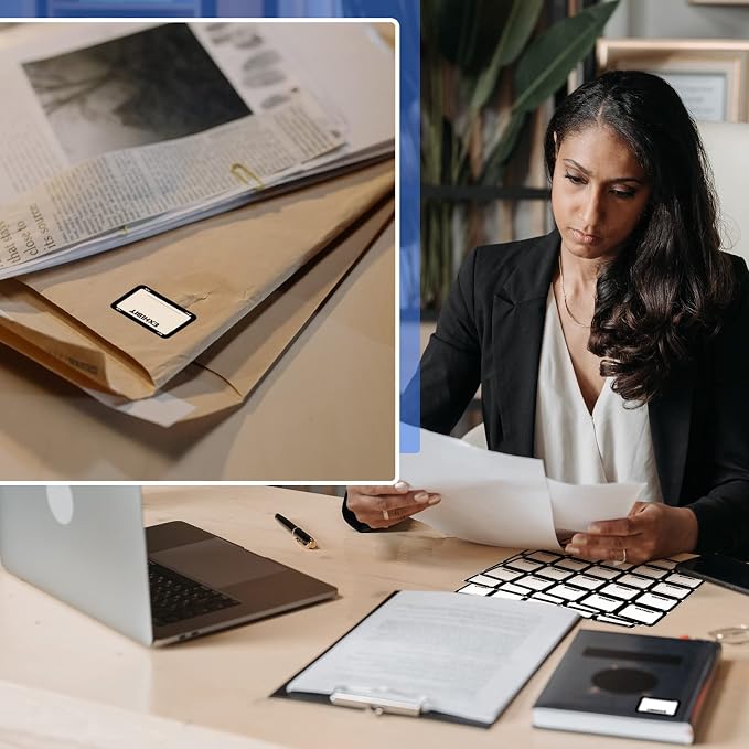 500 Pcs Exhibit Stickers Legal Exhibit Labels 1.65x1 Inches,White | Self adhesive Exhibit Stickers Blank File Folder Tabs for Courts Office Legal Document Folder, Blank Writeable Report Divider