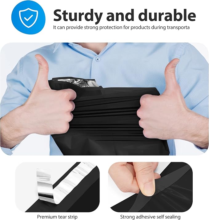 Fuxury 12x15.5" Poly Mailers 1500Pcs,Bulk Shipping Bags For Clothing,Black | Waterproof Self Seal Mailing Envelopes,Strong Adhesive Packaging Mailers Poly Bag For Clothes Business,Boutique&Online