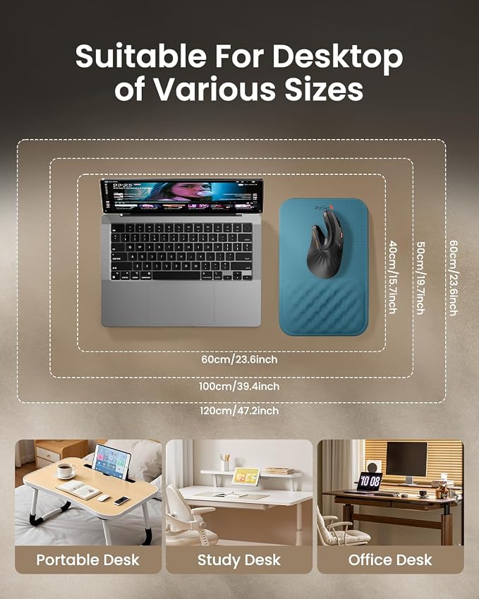 ProtoArc MP50 Ergonomic Mouse Pad with Wrist Support, Lycra Surface, Blue | 8° slope & massage points, soft memory foam, Large 12x8 Inches, Non-slip base. Relieves wrist strain for office & home