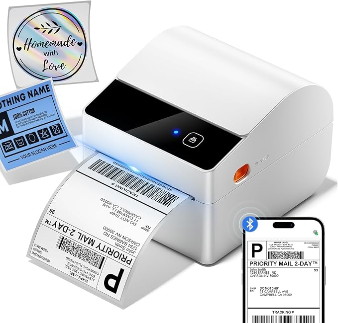 ASprink Bluetooth Shipping Label Printer 4x6 Thermal Label Printer for Small Business,Built-in Paper Bin, Wireless Thermal Printers&Shipping Packages, Compatible with iPhone&PC,Amazon, Tiktok, USPS