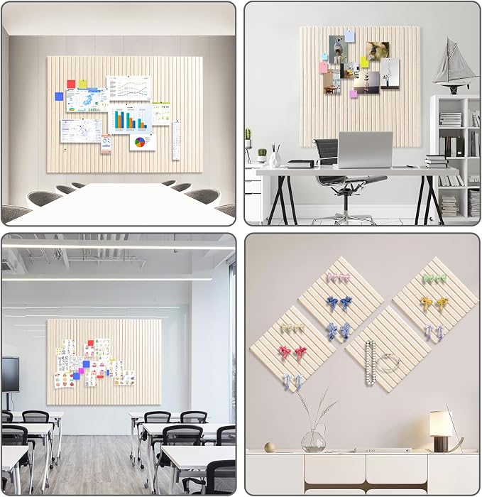 48" x 36" Large Felt Bulletin Board 1/2" Thick, Oatmeal | 12 Pack Felt Tiles, Cork Board Alternative, 60 Adhesive Tabs, Pin Board for Home Office Decor with Easy Install