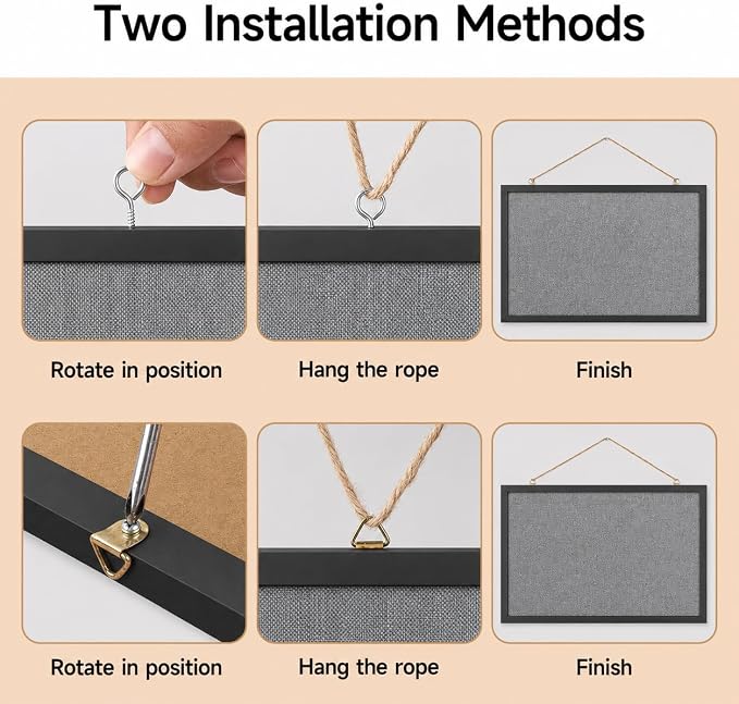 20"x30" Black Framed Grey Linen Bulletin Board, Pin Board | Linen corkboard texture. Premium cork boards for walls and pin board office organizer.