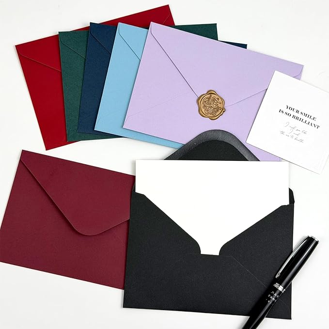 50 PCS Burgundy Colorful A4 Envelopes,4x6 Envelopes for Invitations | 4x6 Envelopes for Greeting Cards, Great for Invitations, Wedding Invitation, Birthday, Baby Shower, Graduation