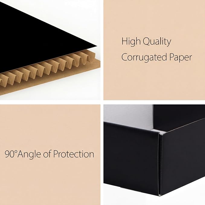 RLAVBL 12x9x4 Shipping Boxes Set of 20, Black Corrugated Cardboard Box for Packing, Mailing, Business, Gift