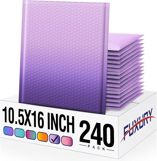 Fuxury 240 Pack Large Bubble Mailers 10.5x16" Gradient Purple Padded Envelopes Cute Design Mailing Envelopes Bubble Cushioning Padded Mailers for Packaging, Small Business #5