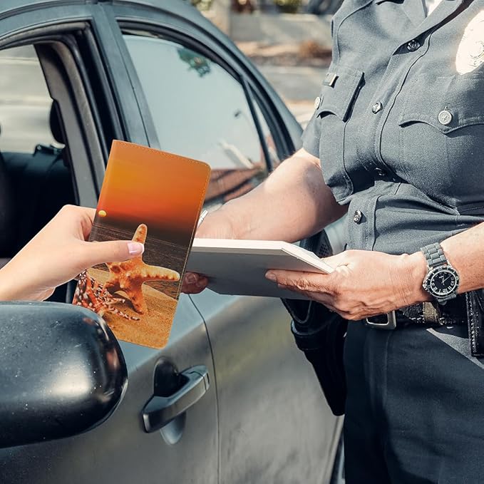 2Pack Leather Car Registration and Insurance Card Holder, Car Document Holder for Cards License with Magnetic Shut(Blue+Orange)
