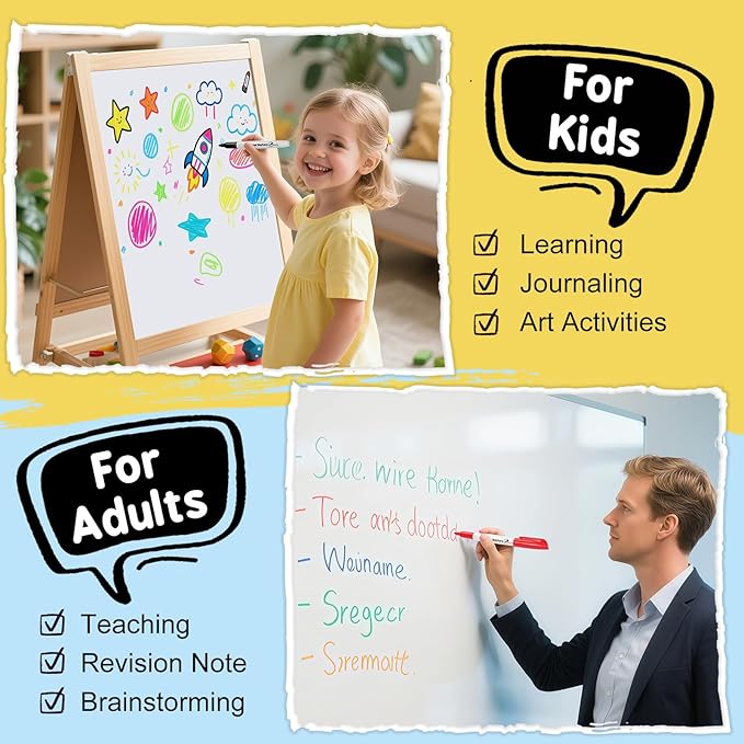 V-Opitos 30 Pack Fine Tip Dry Erase Markers - Bulk Whiteboard Erasable Markers in 15 Colors, Ideal for School Classroom Office Supplies, Non-Toxic & Easy Clean for White board