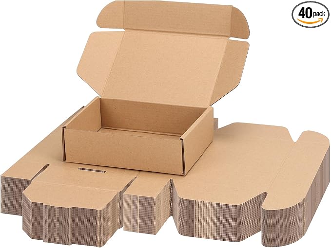 PHAREGE 40 Pack 7x5x2 inch Small Shipping Boxes, Brown Mailing Boxes | Tuck Top, Quick Fold, Easy Assemble, Shape Well, Single Corrugated, DIY Cardboard, Phone, Card Shipping, Business Packaging