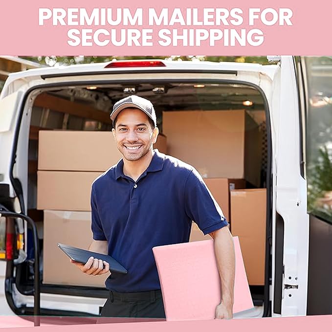 Light Pink Poly Bubble Mailers 14.50x20 Inch #7 | Self Seal Large Padded Envelopes | Air Cushioned Bubble Mailer | Usable Size 14.25x19 Inch | Waterproof Lightweight Mailing Shipping Bags | 15 Pack