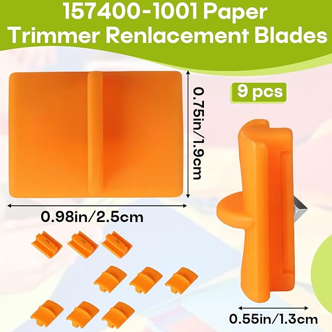 9-Pack 157400-1001 Titanium TripleTrack Blades Replacement for Fiskars SureCut & Precision Paper Trimmer | Compatible with Style, 12" Portable Craft Paper Cutter (Relace Model 196870-1005)