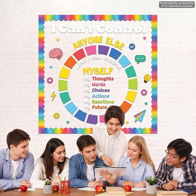 I Can't Control Anyone Else But Myself Bulletin Board Decorations Mental Health Bulletin Board Set Positive Growth Mindset Paper Cutouts for Teachers Back to School Classroom Office Decor Supplies