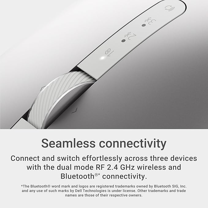 Dell Premier Rechargeable Wireless Mouse - MS7421W - Silver - Wireless, 7 Buttons, Adjustable at 1000, 1600 (default), 2400 and 4000, Six Months of Battery Life