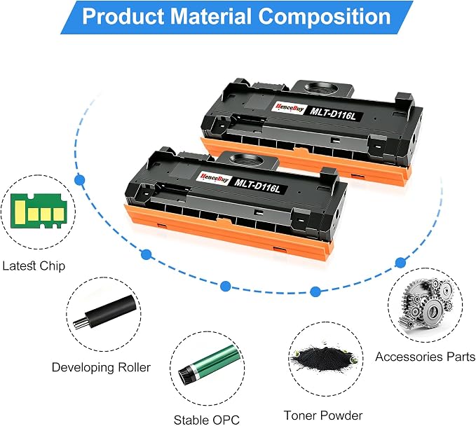 Compatible MLT-D116L High Yield Black Toner Cartridge 2Pack | for Samsung MLT-D116L D116L MLT-D116S with Samsung Xpress SL-2625D SL-M2825DW SL-M2675FN SL-2875FW SL-M2835 SL-M2885FW