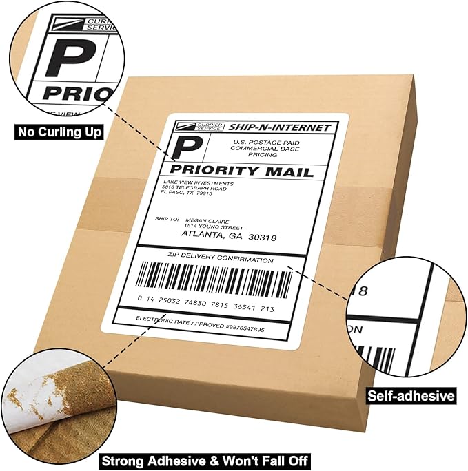 LabelMore 8.5'' x 5.5'' Half Sheet Self Adhesive Shipping Labels for Laser & Inkjet Printers - Rounded Corner - Shipping Labels 2 Per Sheet (10000 Labels)
