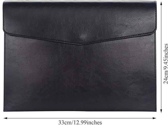 Enyuwlcm PU Leather A4 File Folder Document Holder Envelope Folder Case with Snap Closure for Receipt Contract Black&Brown