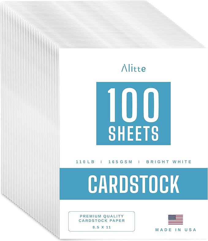 Cardstock Paper | 100 Pack, White Card Stock Printer Paper 8.5 x11, Heavyweight Thick, 110 lb, Premium Smooth Sheets and Printer Compatible - for Crafts, Cards, and Business