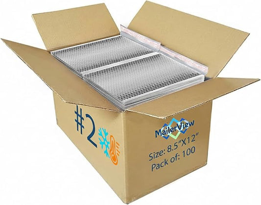Thermal Metallic Bubble Mailer 8.5"x11" - 100 Pack Bulk | Bubble Mailers #2 | Insulated Mailers for Cold Shipping | Waterproof Thermal Foil Shipping Envelopes | Secure Cold Shipping Bags
