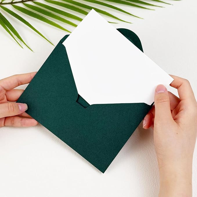 50 PCS Dark Green Colorful A4 Envelopes,4x6 Envelopes for Invitations | 4x6 Envelopes for Greeting Cards, Great for Invitations, Wedding Invitation, Birthday, Baby Shower, Graduation