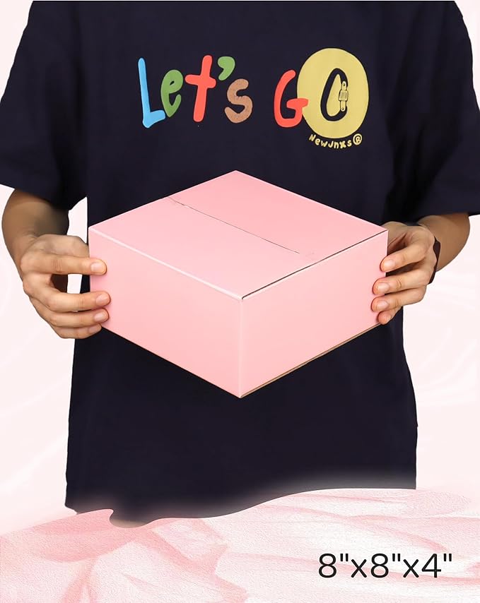 8x8x4 Inch Cute Pink Shipping Boxes, 30 Pack Corrugated Cardboard Box, Mailing Packaging Boxes for Small Business