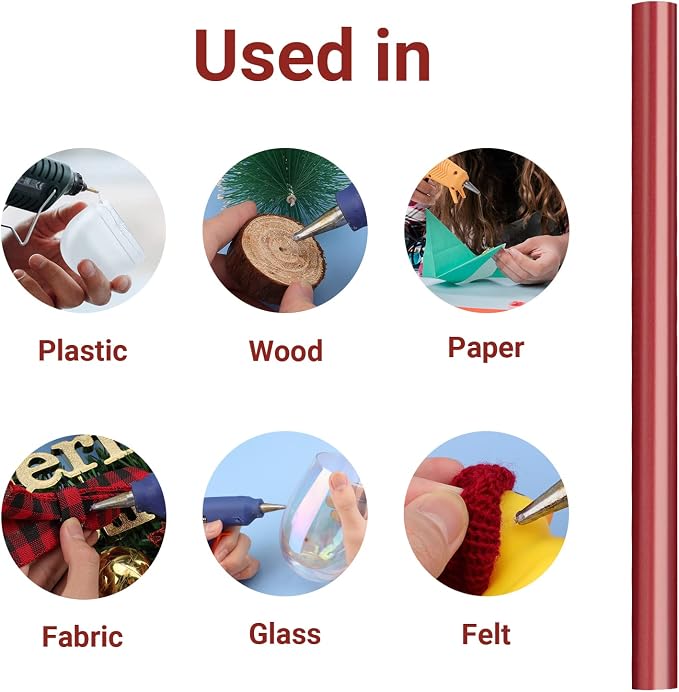 Red Hot Glue Sticks Mini, 36 Pack Hot Melt Glue Sticks Colored Small Size, Adhesive Sealing Wax Sticks for Stamp, Crafting, Christmas Cards, Decoration, Repairs, 4" Long x 0.27" Dia