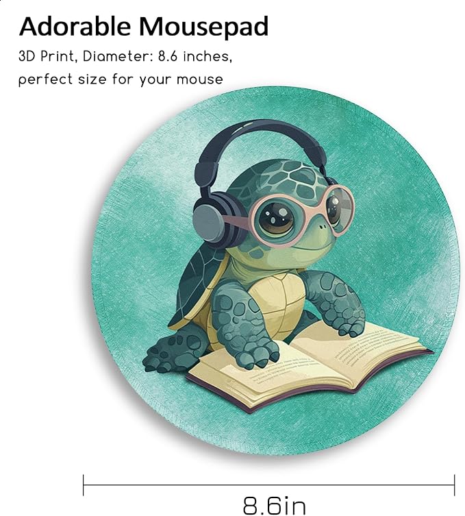 Immaturus Cute Sea Turtle Mouse Pad, Small Mousepad for Desk Gaming Office | 8.6" x 8.6", Mini Travel, Home Decor Desk Accessories, Non-Slip Base, for Wireless Mouse Laptop Computer Work, Mouse Mat