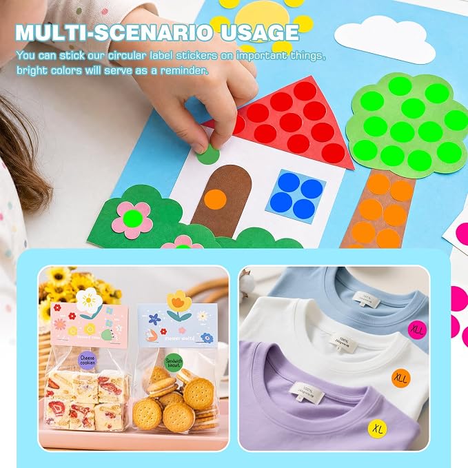 3/4 Inch Color Coding Label Stickers,4000PCS Circle Inventory Sticky Dots Sticker(8 Colors)