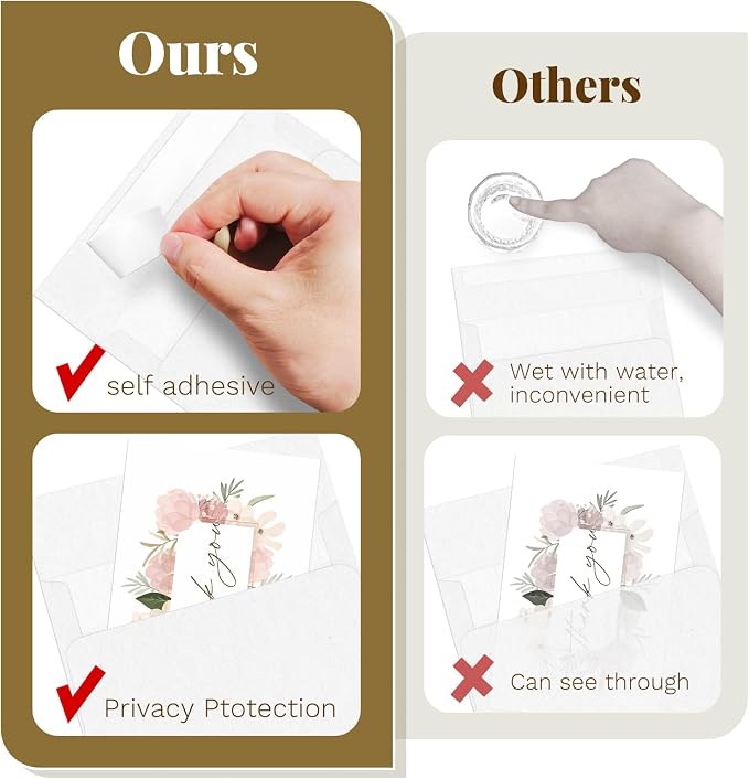 100 Pack Goefun Blank White Cards with Envelopes 4x6 | Goefun 4 x 6 Folded Cardstock and A6 Envelopes Self Seal 100 Pack for Invitations, Wedding, Thank You Cards & All Occasion