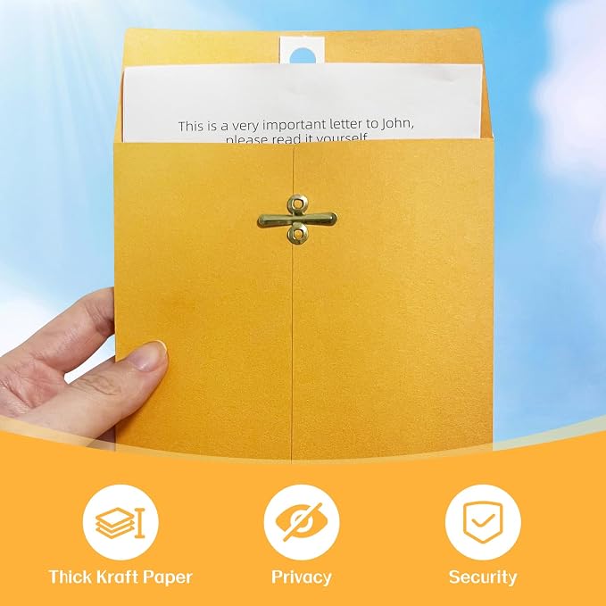 30 Pcs Manila Envelopes 5 x 7.5Inch, Kraft Envelopes with Clasp Closure | 28lb Gummed Seal Brown Mailing Envelopes for Office, School, Business, Home Use