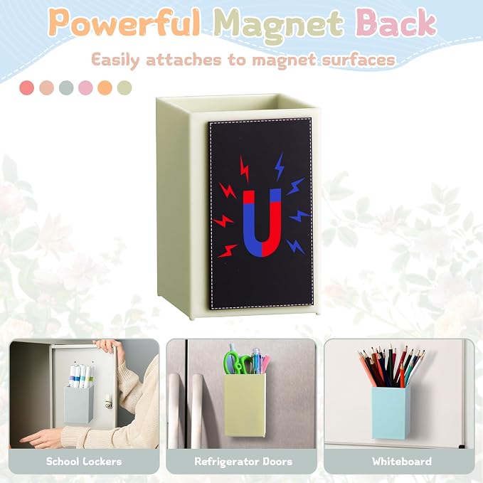 gisgfim 6 Pcs Classroom Magnetic Storage Boxes Magnetic Storage Containers Plastic Dry Erase Marker Holder Plastics Pen Holder for Refrigerator Whiteboard Home Office School Organizer Supply (Retro)