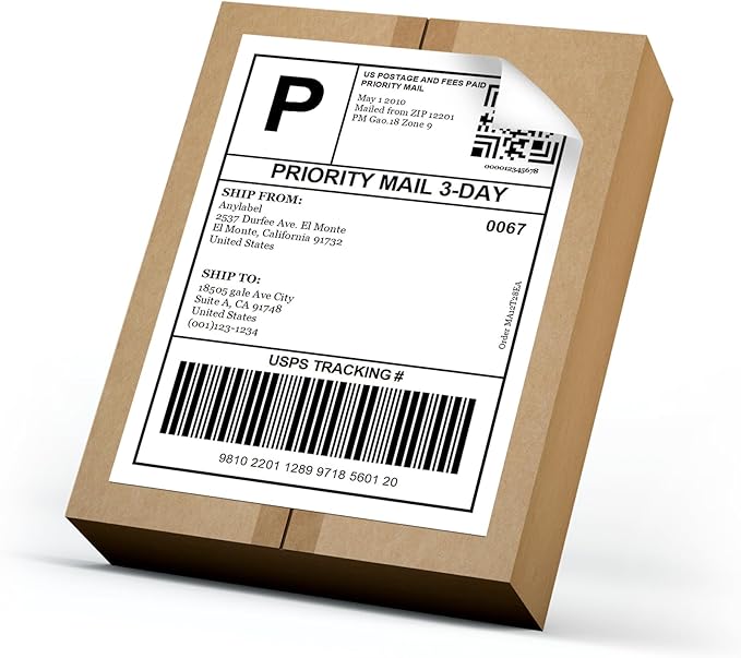 8.5" x 11" Full Sheet Label Sticker for Laser & Inkjet Printer - 1 Per Page Shipping Labels for Packages Permanent Adhesive, Full Page Shipping Labels (100 Sheets, 100 Labels)
