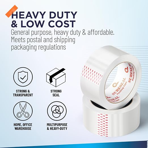Heavy Duty Packing Tape 12 Rolls, Total 720Y, Clear 2.7 mil, 1.88 inch x 60 Yards, Ultra Strong, Refill for Packaging Shipping Moving Sealing
