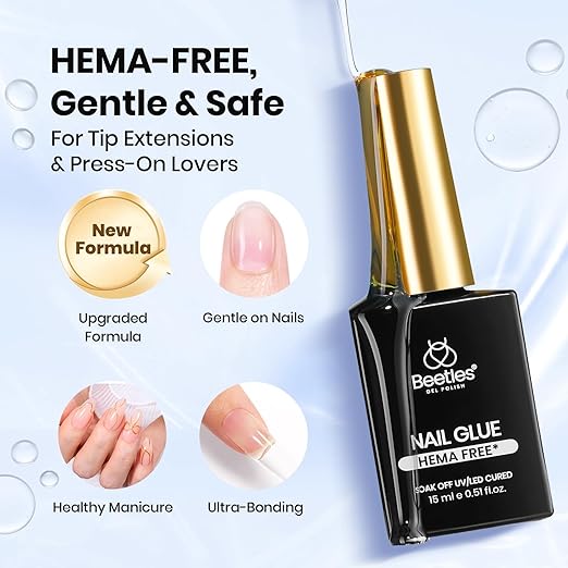 Beetles 3Pcs 15ml HEMA-Free Nail Prep & Glue Set, Professional Protein Nail Prep Acid-Free Dehydrate Bond Primer, TPO Free 9 in 1 Glue Gel for Nail Tips Clear Press On Nails Extension