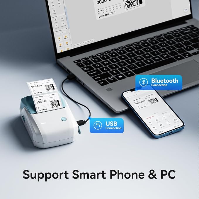 NIIMBOT B1 Label Maker,2 Inch Bluetooth Thermal Label Printer,Sky Blue | Labeling for Home Office School Small Business, Crafts, Retail,Support Smartphones & PC,Come With 1 Roll 50*30mm Tape