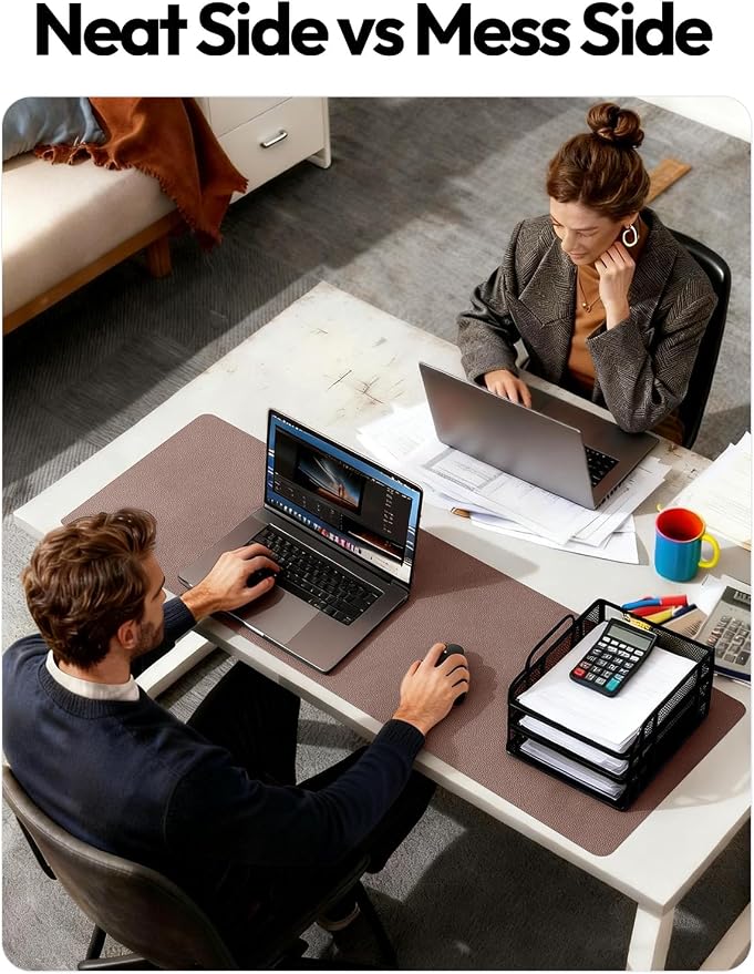 YSAGi Leather Desk Protector, Office Mat, Large Mouse Mat, Non-Slip PU Leather Blotter, Laptop Desk, Waterproof Writing Pad for Office and Home (Chocolate, 47.2" x 23.6")