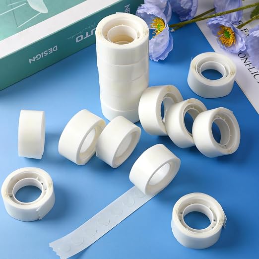 UPINS 300Pcs Glue Points Dots 15mm Removable Balloon Glue Adhesive Dots | 3 Rolls Double Sided Tape Dot Stickers, Easy Removal, Balloon Glue and Craft Supplies, Holiday Wedding Party Home Wall Decor