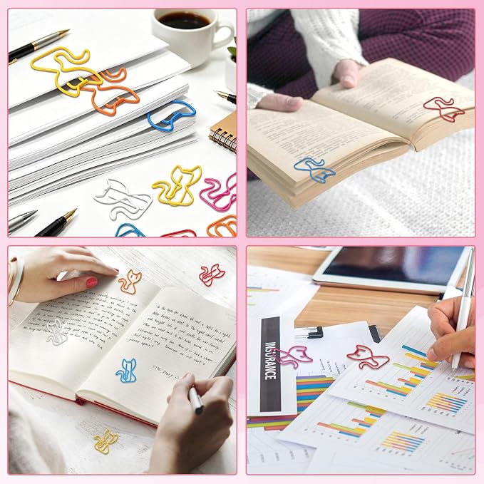 Cat Paper Clips, 100 Pcs Decorative Paperclips, Supplies Stationery | Cute Fun Office Supplies Gifts for Women Men Coworkers Teachers Students Girls Boys Graduation Gifts Father Day