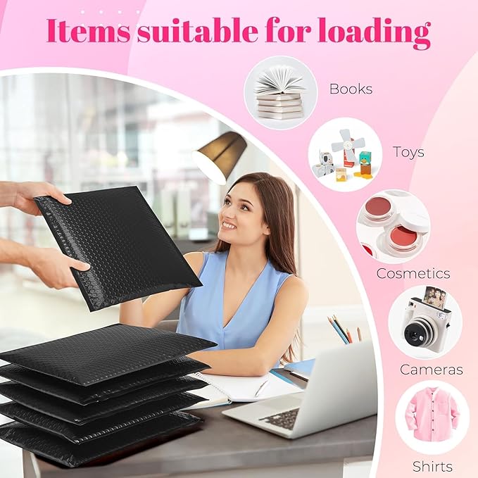 Metronic Bubble Mailer 10x13" Black 500Pack Waterproof Padded Envelopes Self Seal Large Bubble Mailers Cushioning Bubble Envelopes for Shipping,Books,Jewelry Makeup Supplies