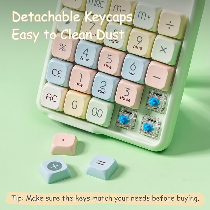 Mechanical Switch Calculator, 12 Digit Large LCD, Big Buttons | Real Mechanical Keypad with Tactile Feedback for Office Work, Study, and Everyday Use