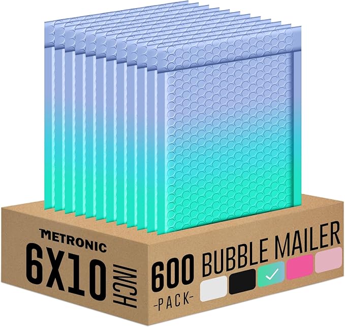 Metronic 600 Pack Bubble Mailers 6x10 Inch PurpleTeal Usable Size 6x9" Opaque Padded Envelopes Waterproof Bubble Envelopes Cushioning Mailer for Small Business Mailing Makeup Jewelry Gifts