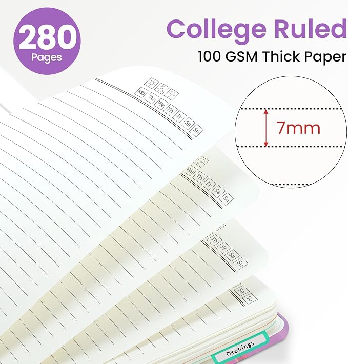 Large Spiral Notebook for Work, 8.5" x 11" Journal for Women, Cute 5 Subject Notebook with Removable Dividers & Tabs, College Ruled Lined Journal for Office and School, 280 Pages, Alpine Twilight