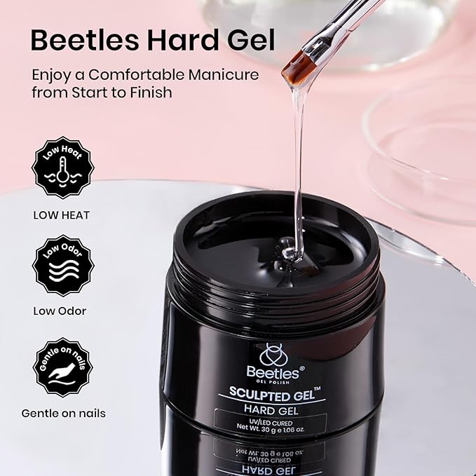 Beetles Low Heat Hard Gel-Mint Sheer Clear 1 oz 9 in 1 Nail Extension,Sculpting,Building Apex for Salon Professionals, Clear Builder Nail Gel, UV & LED Lamp Cured Needed