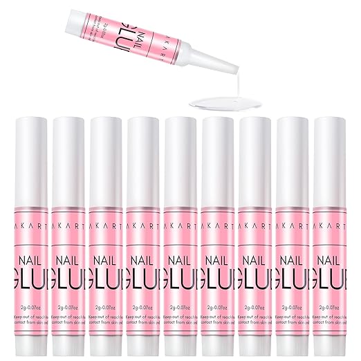 Makartt Super Strong Nail Glue for Press On Nails: Professional Acrylic Nails Nail Adhesive Bond Nail Tips Glue for Stick On Nails Long Lasting Nail Glue for Fake Nails Broken Nails Repair 10Pcs