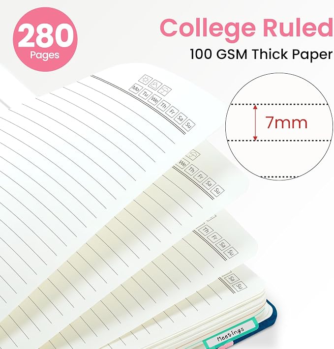 ZOTIA Large Spiral Notebook for Work, 8.5" x 11" Journal for Women, Cute 5 Subject Notebook with Removable Dividers & Tabs, College Ruled Lined Journal for Office and School, 280 Pages, Coral Garden